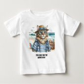 T-shirt Pour Bébé Chat Kitty Cool à la Plage (Devant)