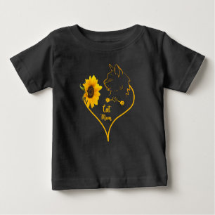 T-shirt Pour Bébé Chat Maman avec tournesol mignonne Amoureux de les