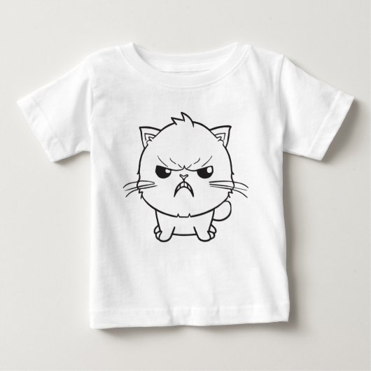 T-shirt Pour Bébé Chat mignon en colère qui baisait. (Devant)