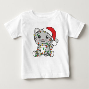 T-shirt Pour Bébé Chat Noël Animaux d'hiver Chats
