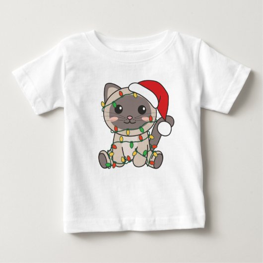 T-shirt Pour Bébé Chat Noël Animaux d'hiver Chats (Devant)