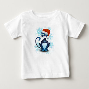 T-shirt Pour Bébé Chat noir avec Casquette Père Noël