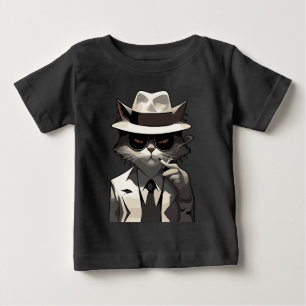 T-shirt Pour Bébé Chat Noir Cool : Félin Souriant et Mystérieux