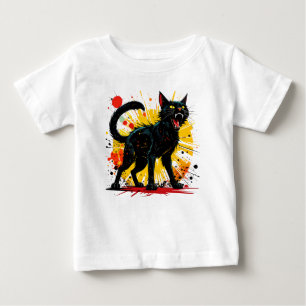 T-shirt Pour Bébé Chat noir défensif en cisaillement