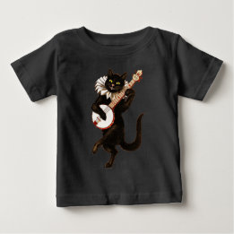 T-shirt Pour Bébé Chat noir jouant le banjo