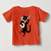 Chat noir jouant le banjo