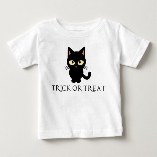 T-shirt Pour Bébé Chat noir mignon Chemise Halloween (Devant)