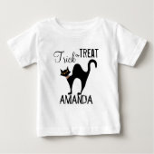 T-shirt Pour Bébé Chat noir Trick ou traitement Halloween (Devant)