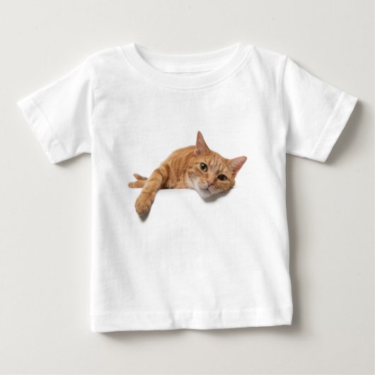T-shirt Pour Bébé Chat Orange Posé En Bas (Devant)