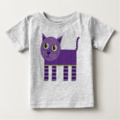 T-shirt Pour Bébé Chat rayé blanc violet (Devant)