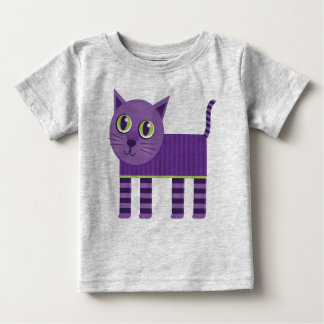 T-shirt Pour Bébé Chat rayé blanc violet