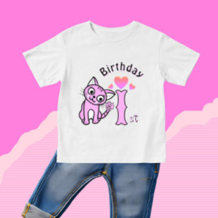 T-shirt Pour Bébé Chat rose