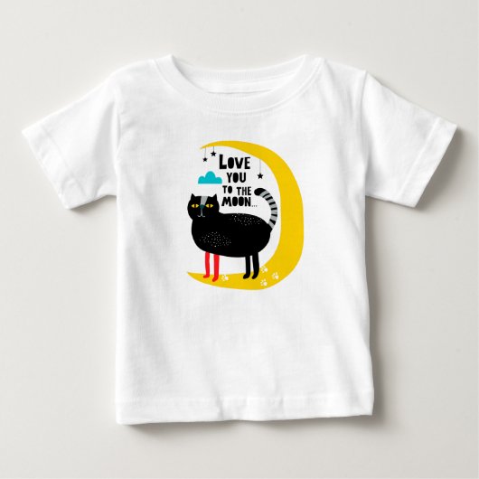 T-shirt Pour Bébé Chat sur la lune (Devant)