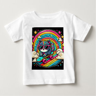 T-shirt Pour Bébé Chat sur un skateboard