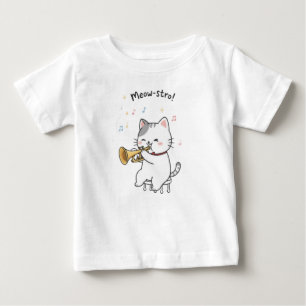 T-shirt Pour Bébé Chat Trompette Drôle – Bébé Musicien de Jazz Félin