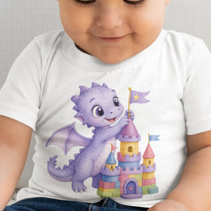 T-shirt Pour Bébé Château de jouet de dragon bébé lavande mignon per