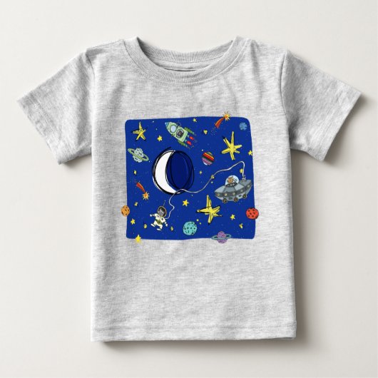 T-shirt Pour Bébé Chats Cartoon Mignons Dans L'Espace (Devant)
