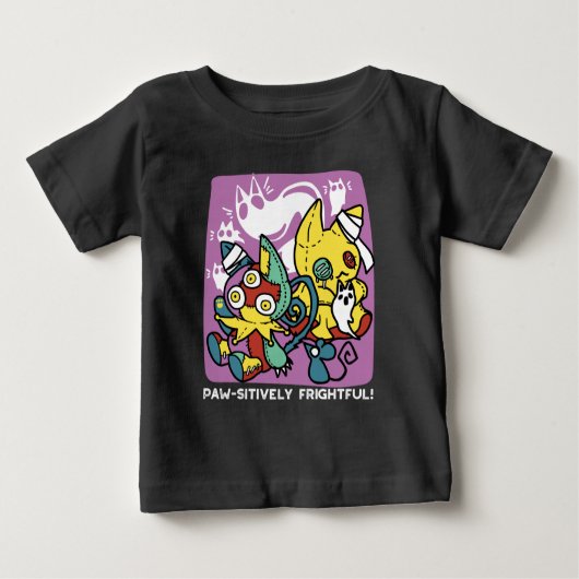 T-shirt Pour Bébé Chats déplaisants Halloween Art : Paw-sitly Fright (Devant)