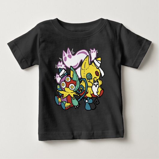 T-shirt Pour Bébé Chats déplaisants Halloween Art : Paw-sitly Fright (Devant)