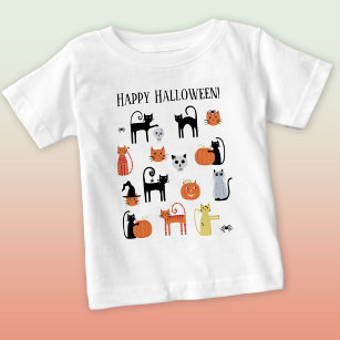 T-shirt Pour Bébé Chats d'Halloween Éffrayants