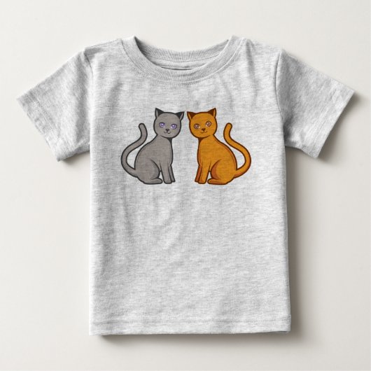 T-shirt Pour Bébé Chats gris et orange (Devant)