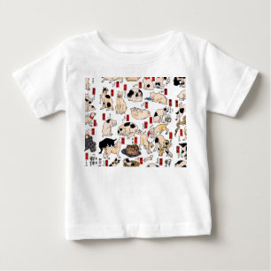 T-shirt Pour Bébé chats japonais Ukiyo-e Funny kitty