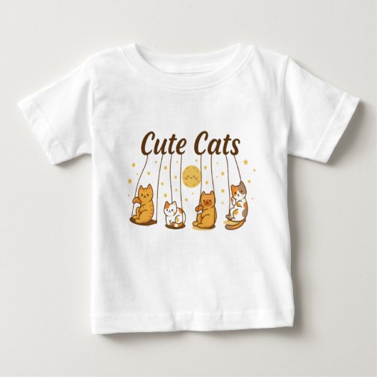 T-shirt Pour Bébé Chats mignons sur les balançoires Bodysuit bébé (Devant)