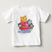T-shirt Pour Bébé Chats Whimsical avec gâteau d'anniversaire (Devant)