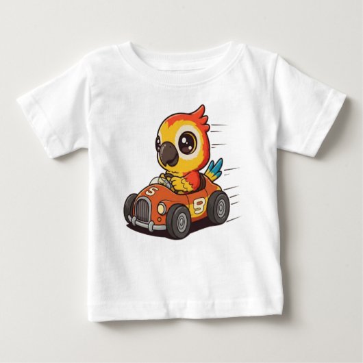 T-shirt Pour Bébé Chauffeur de voiture de course Cute Macaw (Devant)