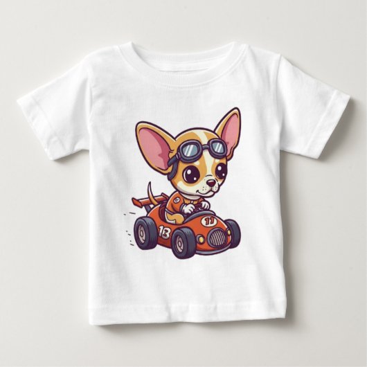 T-shirt Pour Bébé Chauffeur de voiture de course pour bébé mou Chihu (Devant)