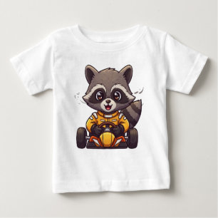 T-shirt Pour Bébé Chauffeur de voiture de course pour bébé Raccoon
