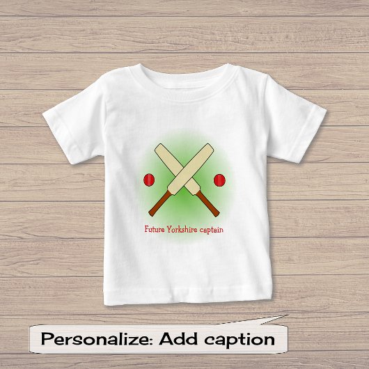 T-shirt Pour Bébé Chauve-souris cricket texte personnalisé rouge ver