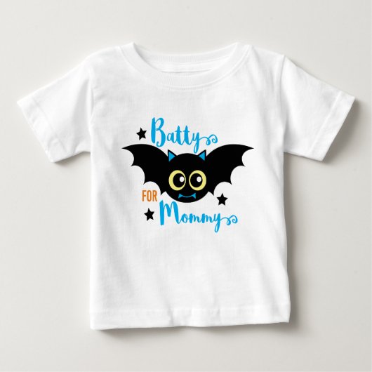 T-shirt Pour Bébé Chauve-souris pour Maman Mignon 1er Halloween Bleu (Devant)