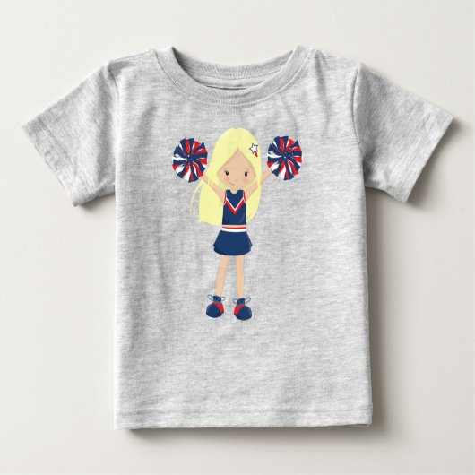 T-shirt Pour Bébé Cheerleaders, Cheerled, Mignonne fille, Cheveux bl (Devant)