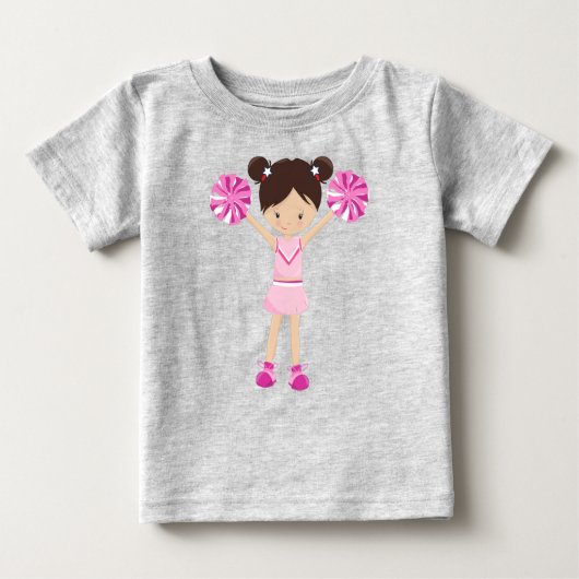 T-shirt Pour Bébé Cheerleaders, Cheerled, Mignonne fille, Cheveux Br (Devant)