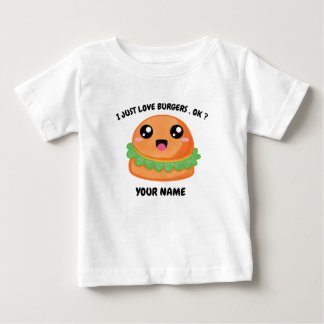 T-shirt Pour Bébé Cheeseburger Joyeux avec Nom Personnalisé