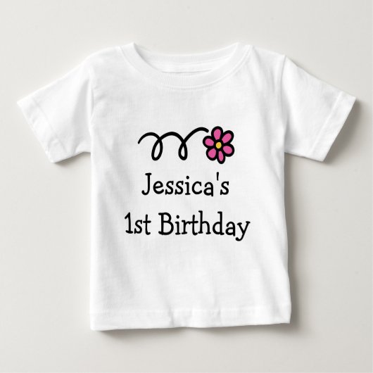 T-shirt Pour Bébé Chemise bébé 1er anniversaire | Nom de fille perso (Devant)