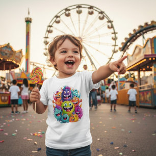 T-shirt Pour Bébé Chemise bébé de l'équipe de monstres colorés migno