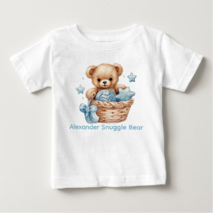 T-shirt Pour Bébé Chemise bébé ours en peluche bleu nom personnalisé