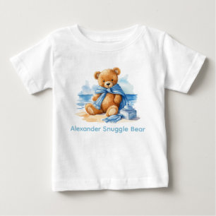 T-shirt Pour Bébé Chemise bébé ourson bleu nom personnalisé
