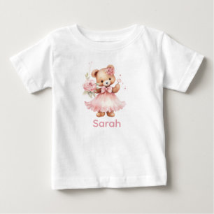 T-shirt Pour Bébé Chemise bébé ourson rose personnalisée