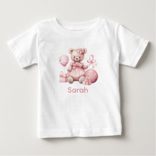 T-shirt Pour Bébé Chemise bébé Ourson Rose personnalisée