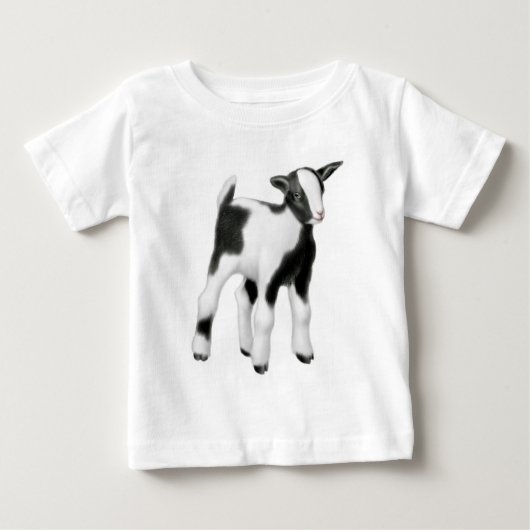 T-shirt Pour Bébé Chemise blanche noire de bébé d'enfant de chèvre (Devant)