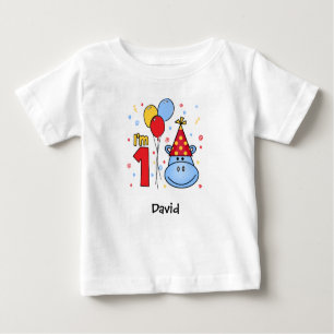 T-shirt Pour Bébé Chemise bleu Hippo visage premier anniversaire béb