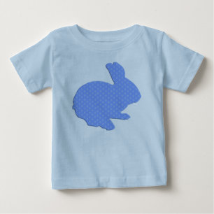 T-shirt Pour Bébé Chemise Bleue Polka Point Silhouette Lapin Pâques