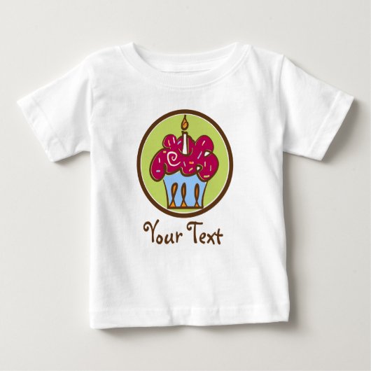 T-shirt Pour Bébé Chemise Cupcake d'anniversaire personnalisée (Devant)