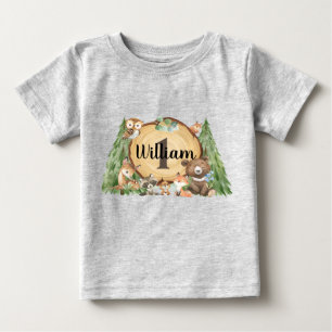 T-shirt Pour Bébé Chemise d'anniversaire de Forest Woodland Animal