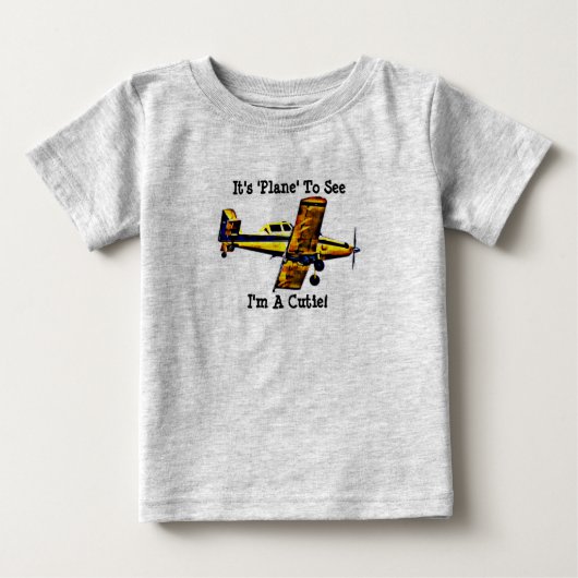 T-shirt Pour Bébé Chemise de bébé mignonne avion Pun Art (Devant)