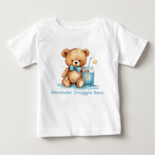 T-shirt Pour Bébé Chemise de bébé Ourson Bleu avec nom personnalisé