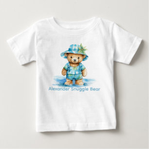 T-shirt Pour Bébé Chemise de bébé Ourson Bleu avec nom personnalisé